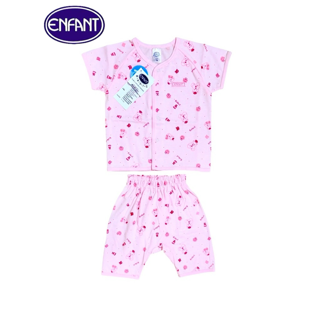 Enfant New Collection อองฟองต์ ชุดนอนแขนสั้น ขาสามส่วน กระดุมสแน๊ปหน้า สำหรับเด็ก ขนาด Size 70,80,90