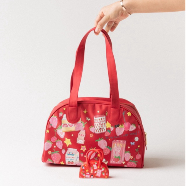 NAIYC 🍓 Strawberry Kisses Red Bag กระเป๋าสะพายไหล่แดงลายสตรอว์เบอร์รี