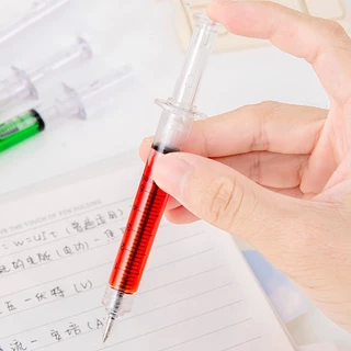 💉ปากกาลูกลื่นทรงเข็มฉีดยา🌈✍ ลูกลื่นไส้น้ำเงิน 🎲สุ่มสี✔️พร้อมส่งในไทย ของขวัญ ของชำร่วย ปากกาแบบกด