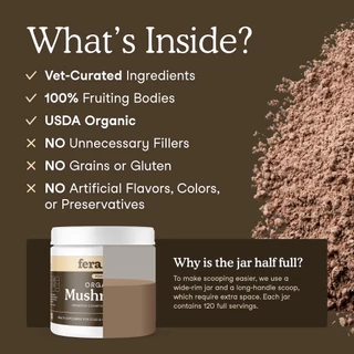 Fera Pets USDA Organic Mushroom Blend for Immune Support for dogs and cats