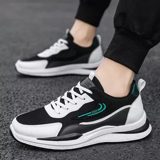 ⚡พร้อมส่งในไทย⚡รองเท้าผ้าใบแฟชั่นสำหรับผู้ชาย รองเท้าวิ่งตาข่าย ระบายอากาศได้ กันลื่น เบา สบายเท้
