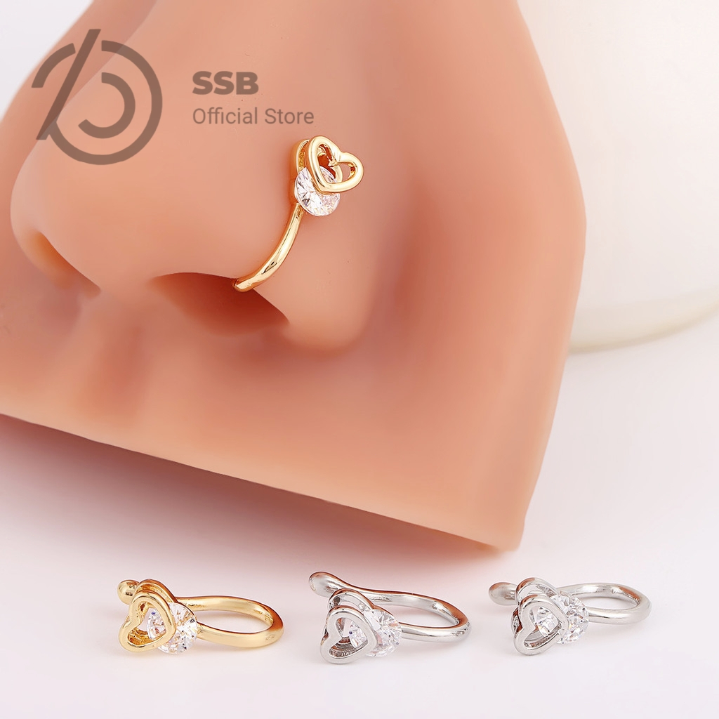 SSB ที่หนีบจมูกแฟชั่น ไร้รอยเจาะ ลายหัวใจสวย ใส่ได้ทุกวันโดยไม่เจ็บ S062-S063
