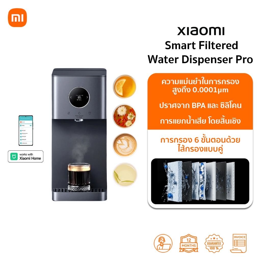 Xiaomi Smart Filtered Water Dispenser Pro การกรองแบบ RO 6 กรองน้ํา |  เครื่องกรองน้ำ | ขั้นตอ | ปราศจาก BPA และซิลิโคน