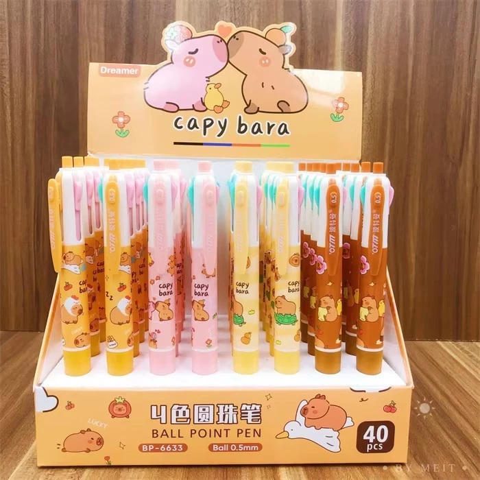 🎀กล่อง 40 ด้าม 🎀ปากกากดลูกลื่น 4 สี ลายการ์ตูนน่ารัก แฟนซีหลากสีสัน น่าใช้ เครื่องเขียนสำนักงาน โรงเรียน