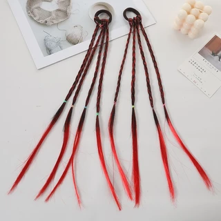 ยางรัดผมไฮไลท์ ผมเปียสี น่ารัก แบบยางรัด ติดง่าย ผมเปียปลอมสี หางม้า วิกผมหางม้าเด็ก เล็กโต ยางเปียไฮไลท์ ผมเปียปลอม