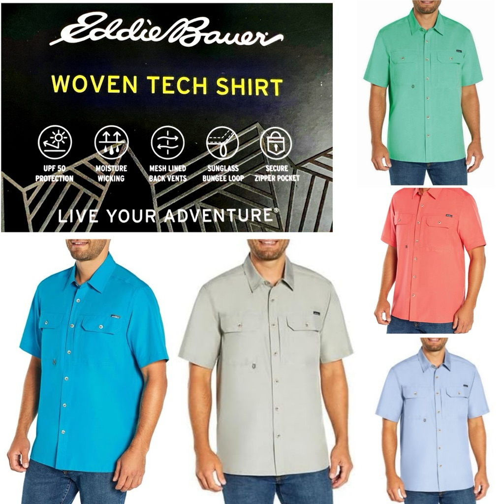เสื้อเชิ้ตแขนสั้น Eddie Bauer Atlas Exploration Woven Tech Shirt