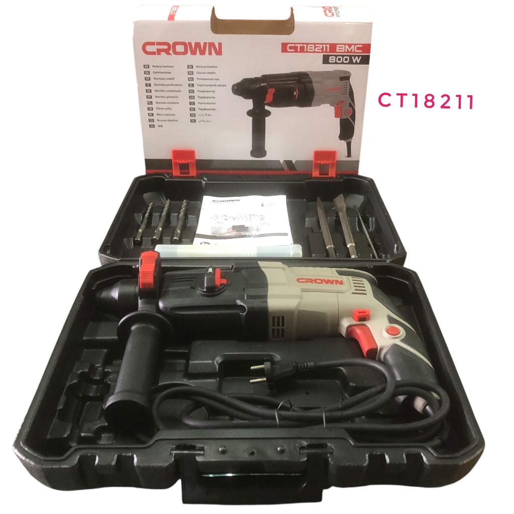 Crown สว่านโรตารี่ 800 วัตต์ สว่านเจาะคอนกรีต รุ่น CT18211 /CT18182