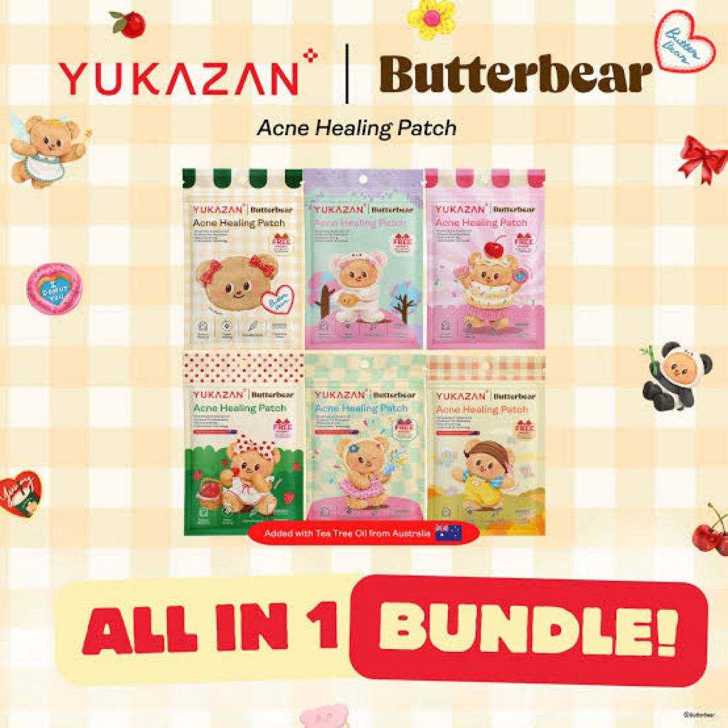แผ่นแปะสิวYukazan X Butterbear Hydrocolloid Acne Healing Patch 20'S