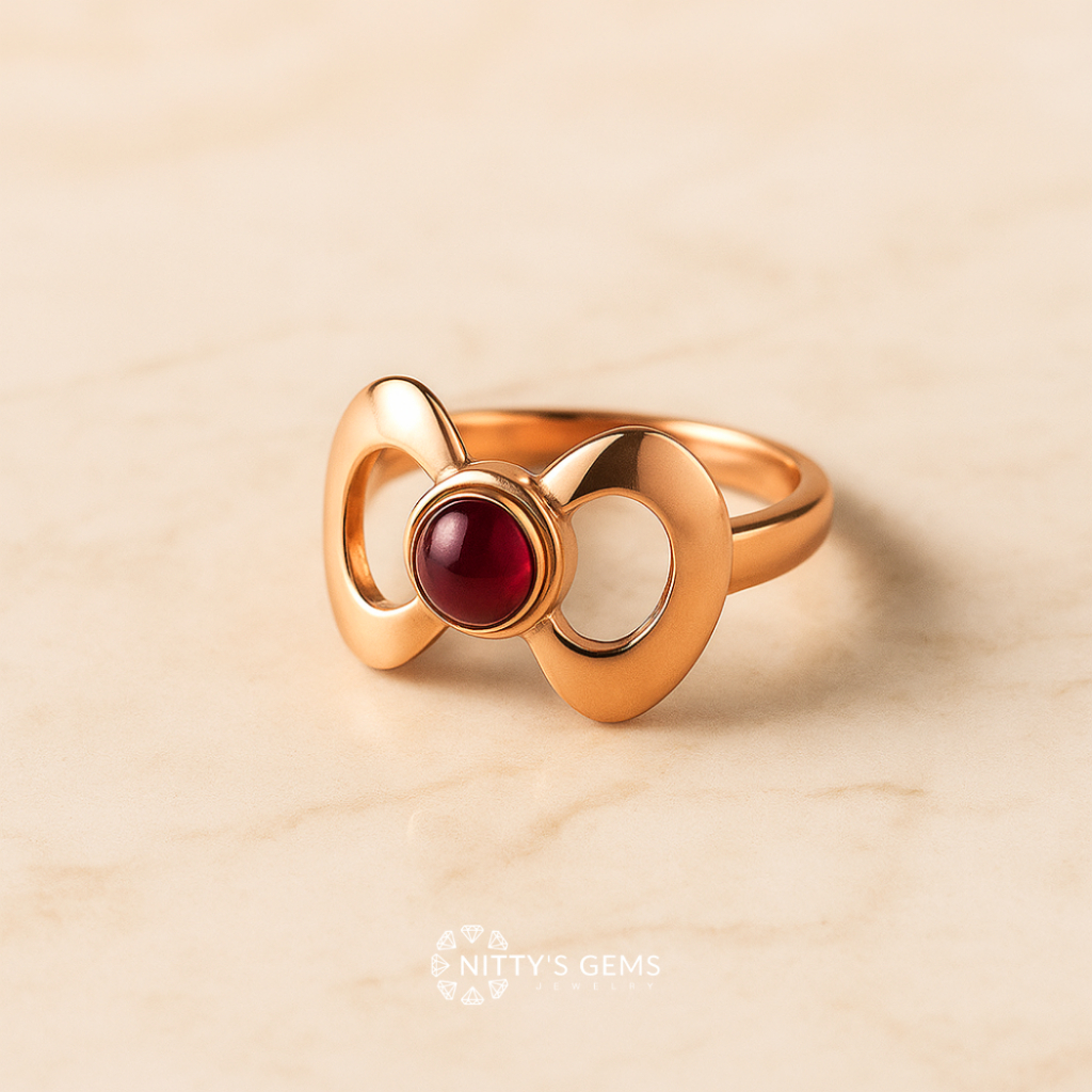 Nitty's Gems | แหวนเงิน925 พลอยทับทิม ชุบพิงค์โกลด์ 18K