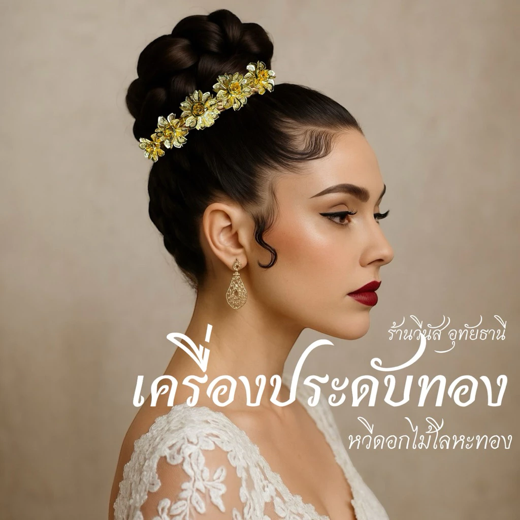 [พร้อมส่งทันที] คาดผมสีทอง คาดผมดอกไม้ คาดผมชุดไทย เครื่องประดับทอง เครื่องประดับชุดไทย ** คาดผมทอง รุ่นดอกไม้**