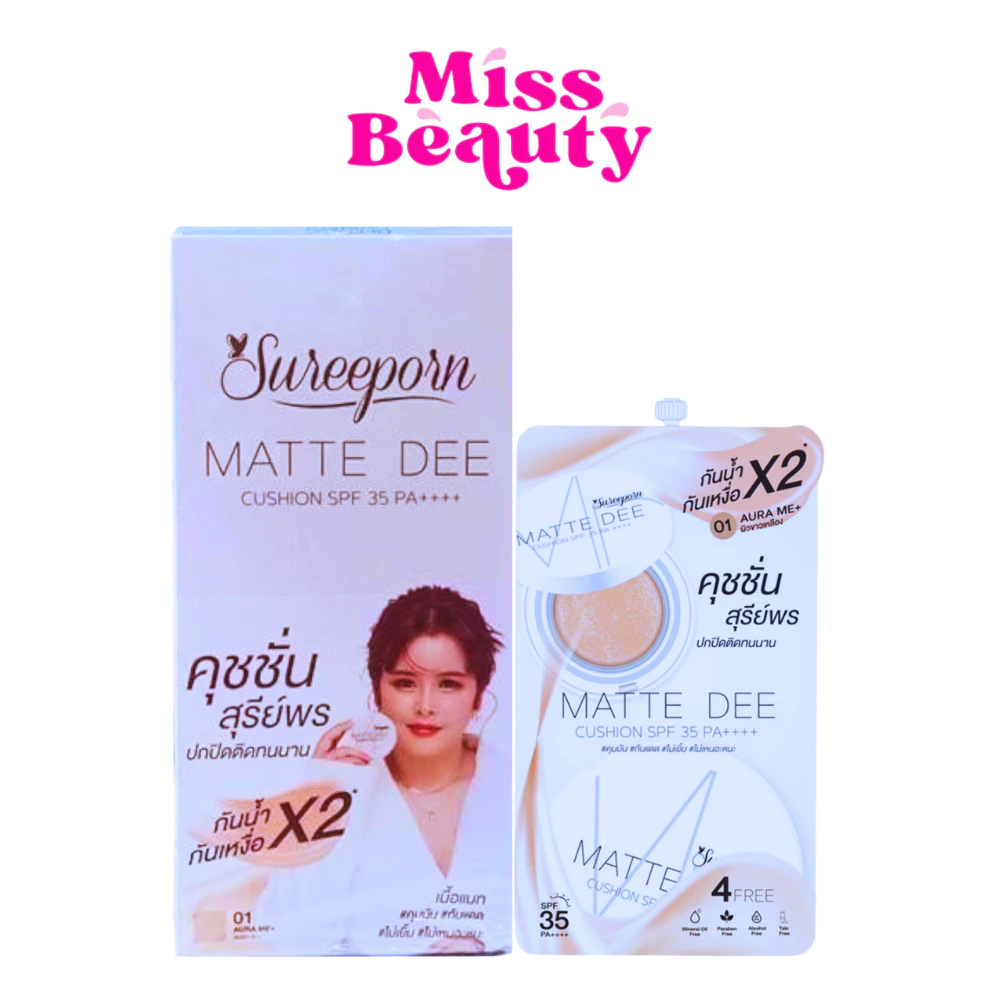 (กล่องx6) Sureeporn Matte Dee Cushion Spf 35 Pa++++ สุรีย์พร แมท ดี คุชชั่น เอสพีเอฟ 35 พีเอ++++ 4 กรัม