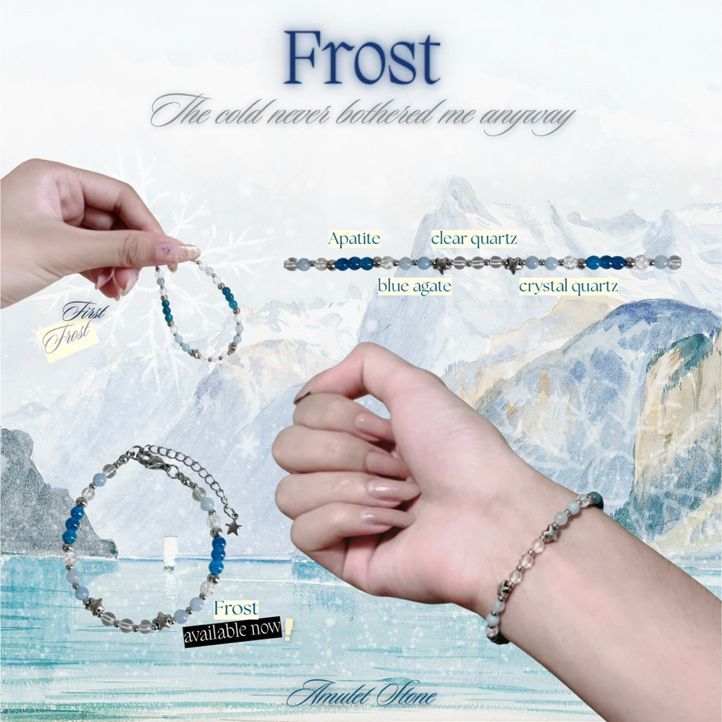 Frost | ❄️ กำไลข้อมือ กำไลหิน apatite, clear quartz, crystal quartz & blue agate