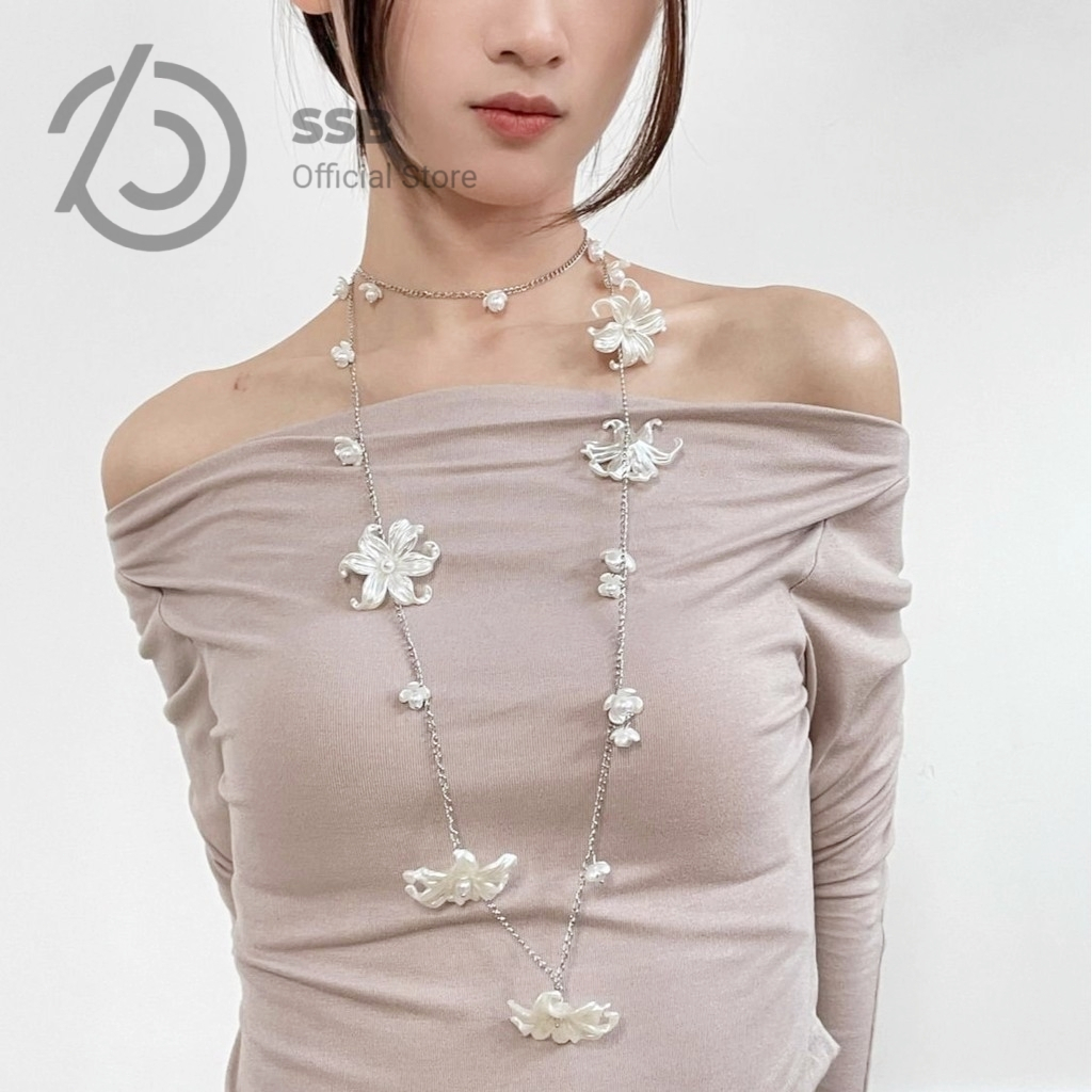 SSB สร้อยแฟชั่น Premium สไตล์ฝรั่งเศส ดอกไม้หรู สร้อยคอและสร้อยเอว S415