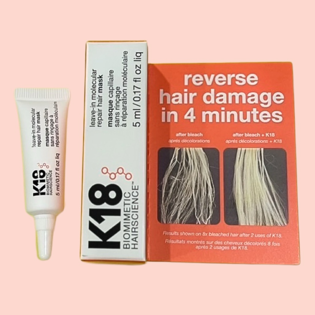K18 leave-in molecular repair hair mask 5 ML.ลีฟอิน มาส์ก การซ่อมแซมระดับโมเลกุลของK18ทำงานที่ชั้นใน