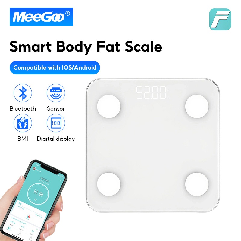 MeeGoo เครื่องชั่งน้ำหนักอัจฉริยะ Body fat scale คำนวณ BMI วัดค่าสุขภาพ14ค่า เชื่อมAPP