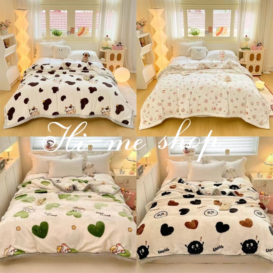 {Hi-me shop} ผ้าห่มขนมิ้งค์ หนาสองชั้น ขนาด6 ฟุต น.น2.2KG