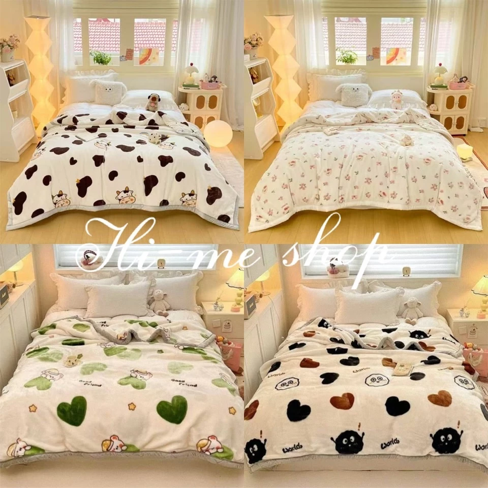 {Hi-me shop} ผ้าห่มขนมิ้งค์ หนาสองชั้น ขนาด6 ฟุต น.น2.2KG