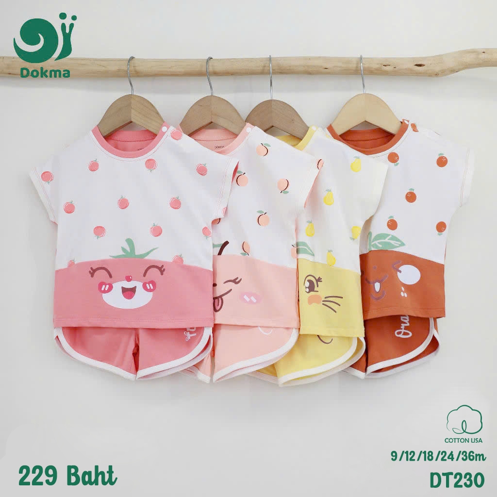 Dokma(8-14.2kg) DT230 ชุดเสื้อแขนสั้นเด็กหญิง ผ้าคอตตอนอเมริกา Cotton USA (6-9M , 9-12M, 12-18M, 18-24M, 24-36M)