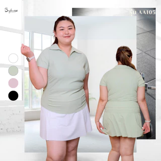 (Plussize L-5XL)Bigbraco| PS004-ชุดออกกำลังกายผู้หญิง ชุดเซ็ท เสื้อโปโลแขนสั้นและกางเกงกระโปรงเอวสูงซับใน(ขายแยกชิ้น)