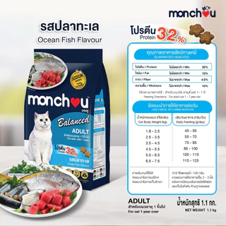 Monchou Balance มองชูอาหารแมว ชนิดเม็ด โปรตีน 32%ขนาด 2.6-2.7 kg.