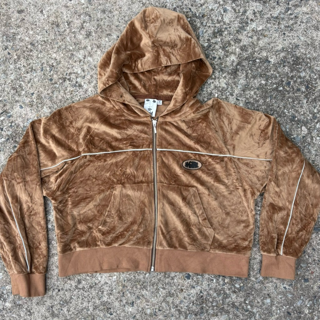 เสื้อแจ็คเก็ต Y2K X-girl Velour Zip Up Hoodie Size s