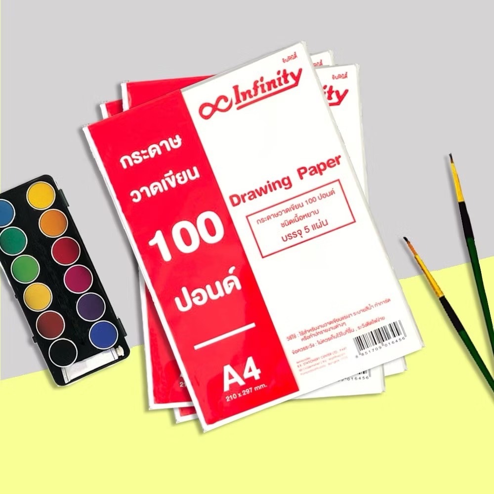 📄 กระดาษวาดเขียน A4 100 ปอนด์ (ชนิดเนื้อหยาบ) | 1 ชุดมี 5 แผ่น