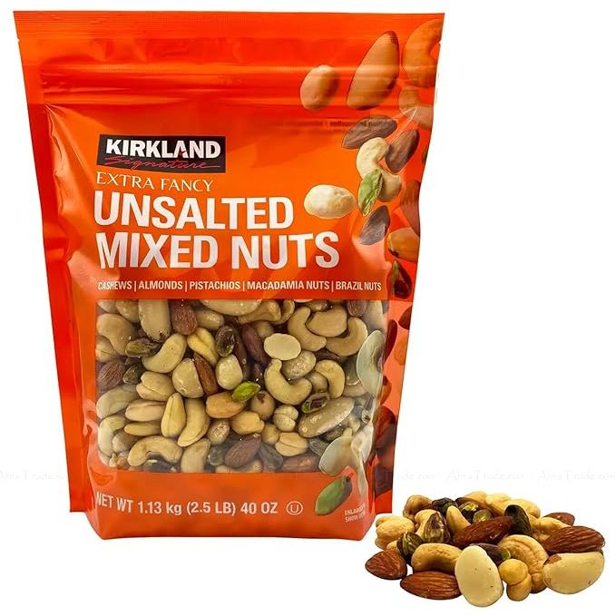 Kirkland Signature Unsalted Mixed Nuts bag ถั่วรวม นำเข้าจาก USA (แบบถุง)