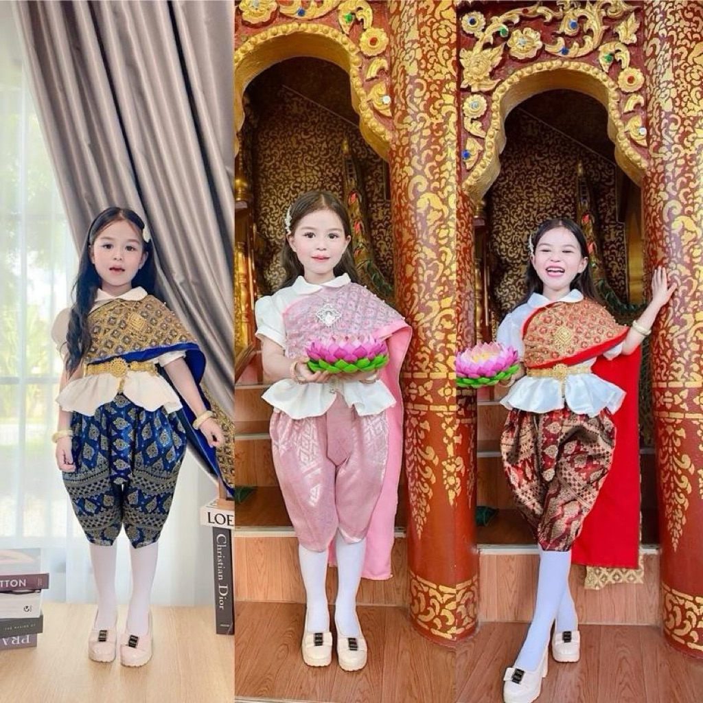 ชุดไทยเด็กผู้หญิงสไบมุก💎งานพรีเมียม สวยสดงดงาม🌸