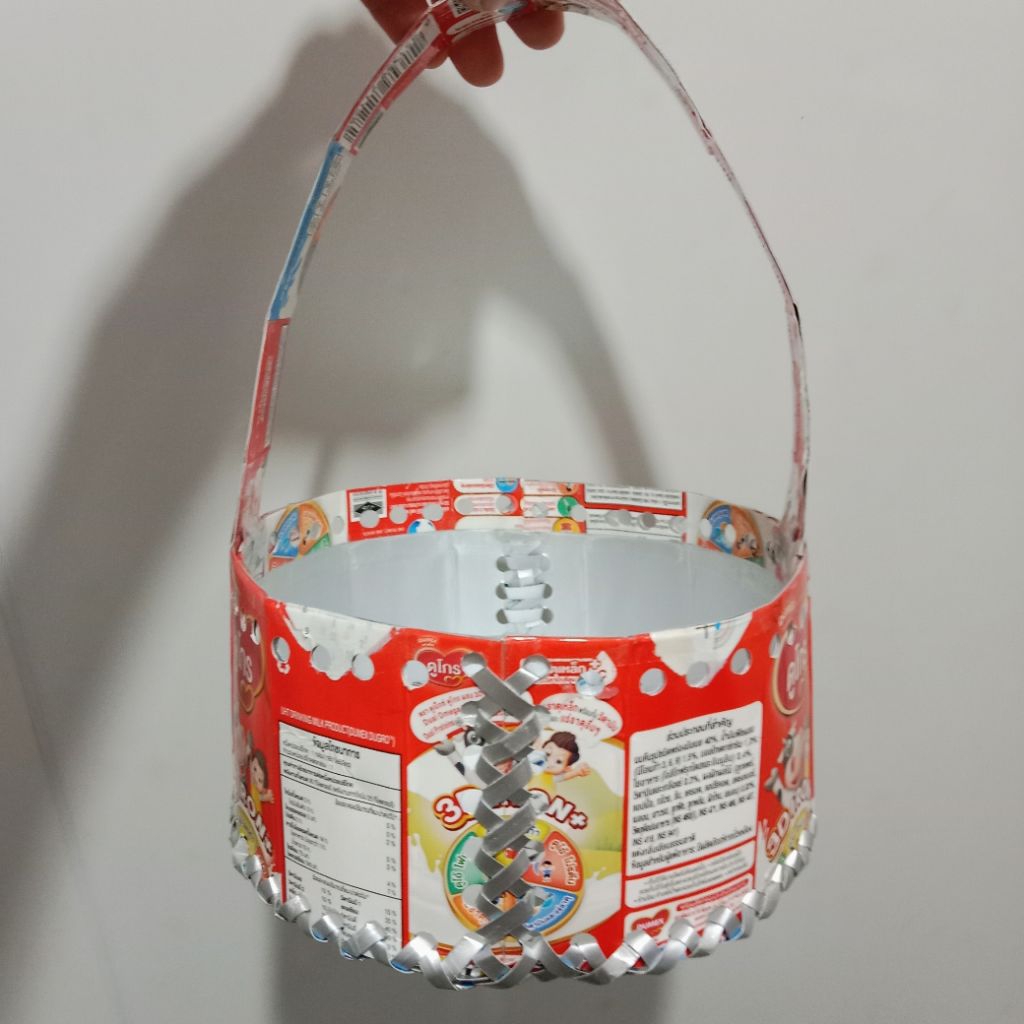 ตะกร้า ทำจากกล่องนม เป็นงานแฮนด์เมด - รูปที่ 2