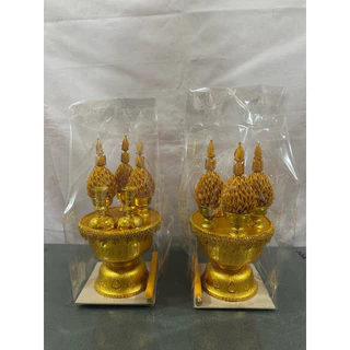 พานพุ่มผ้าเงินทอง เบอร์ 4-7 (คู่ละ) | พานเทียนแพร,เครื่องทองน้อย | ใช้งานพิธีมงคล (ไม่มีใบกำกับภาษี)
