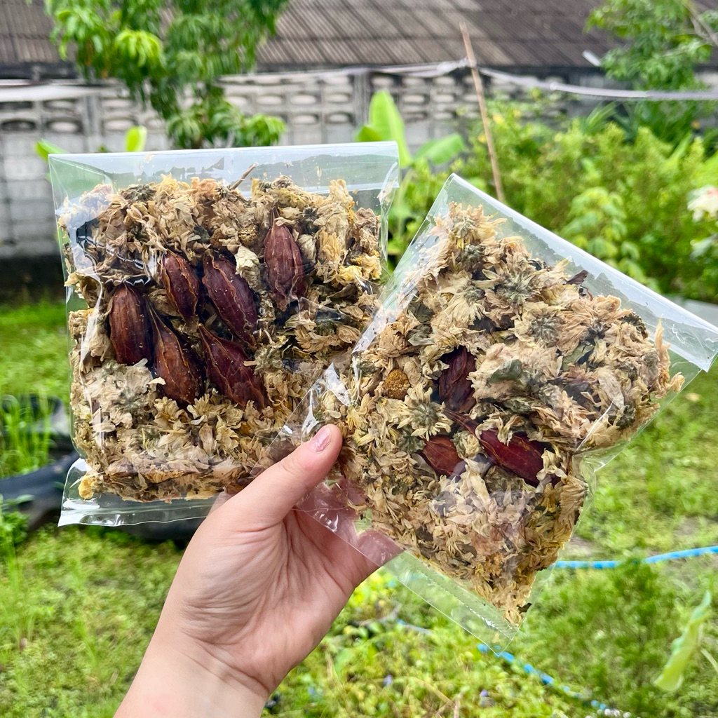 เก๊กฮวยอบแห้งตราเสือ (อย่างดี) พร้อมเม็ดพุดจีน จัดเซ็ทพร้อมต้ม หอมมาก รสชาติดี พร้อมส่ง👍