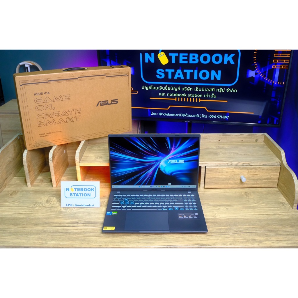 Asus V16 รุ่นใหม่ IntelCore5-210H RTX4050(6GB) Ram16 ssd512 จอ16นิ้ว WUXGA 144Hz สเปคสูงมีการ์ดจอแยก