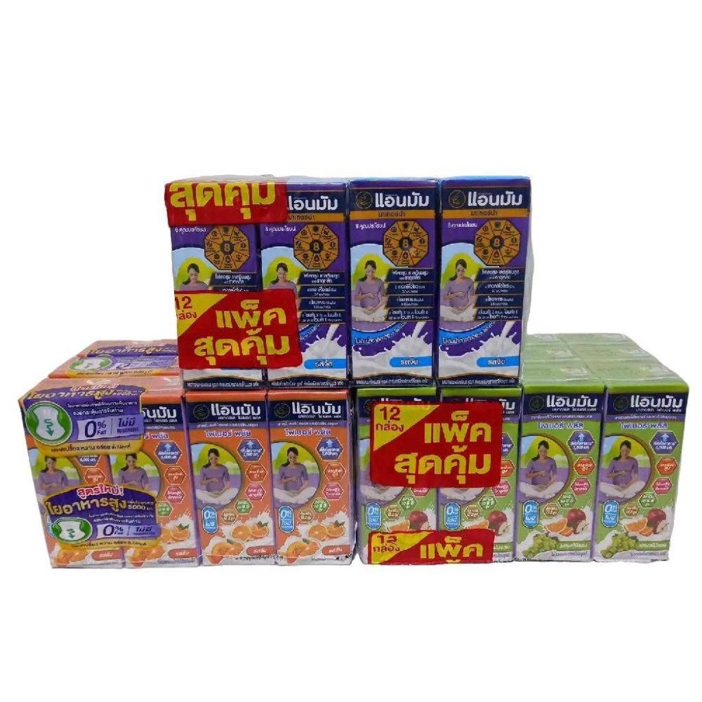 Anmum แอนมัม โยเกิร์ตพร้อมดื่มUHT รสผลไม้รวม/รสส้ม/รสน้ำผึ้ง ปริมาณ180มล.×12กล่อง (สำหรับสตรีมีครรภ์และให้นมบุตร)
