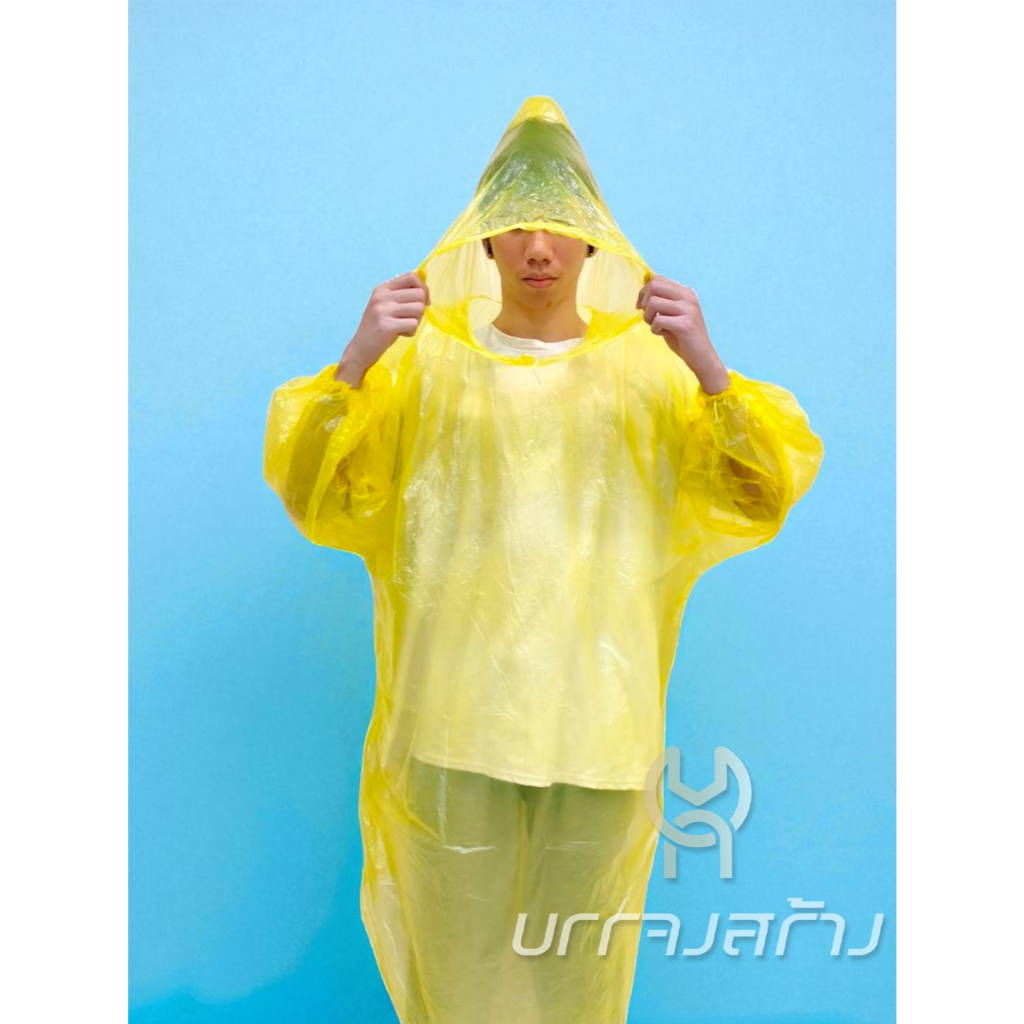 (1ตัว) เสื้อกันฝน แบบพกพา ชุดกันฝน PE แขนจั้ม มีฮู้ด กันน้ำ ผู้ใหญ่ คุณภาพดี แบบบาง น้ำหนักเบา ราคา ถูกที่สุด ดีลบีเคเค แกลเลอรีภาพที่ 5