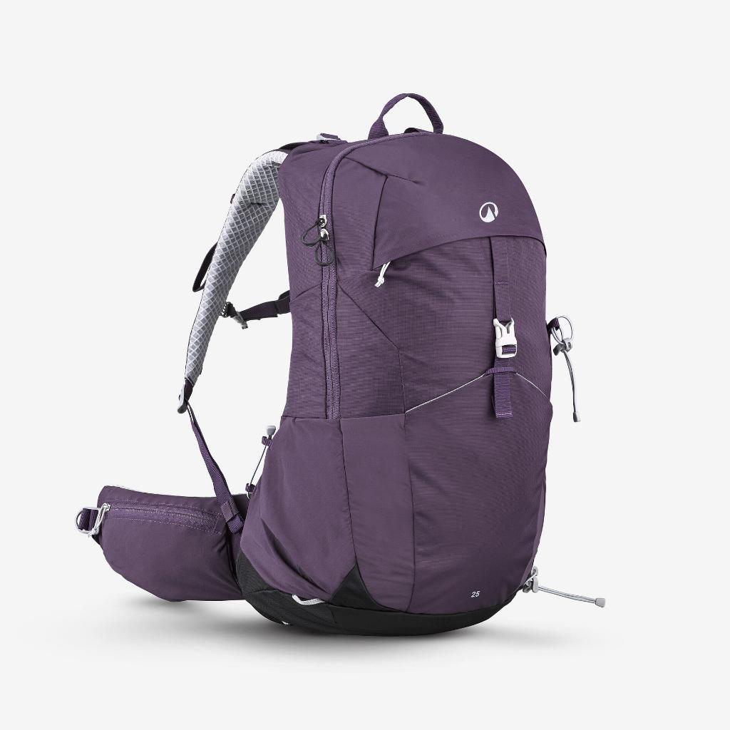เป้เดินป่า กระเป๋าสะพาย กระเป๋า เดินทาง เป้ สีม่วง QUECHUA 25 L Ventilated Hiking Backpack MH500 Pur