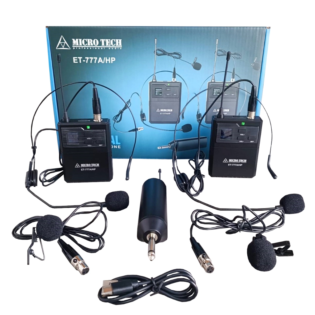 MICRO TECH UHF ET-777A/HP ปรับความถี่ได้ ไมค์ลอยคาดหนีบ ไมโครโฟนไร้สาย sahasound - สหซาวด์