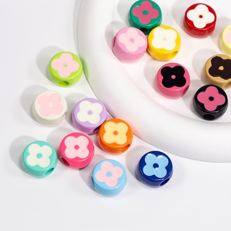 ลูกปัด ดอกไม้ ดาว รูใหญ่ อุปกรณ์เสริมงานฝีมือ DIY เหมาะสมสำหรับทำสร้อยคอ กำไลข้อแขน