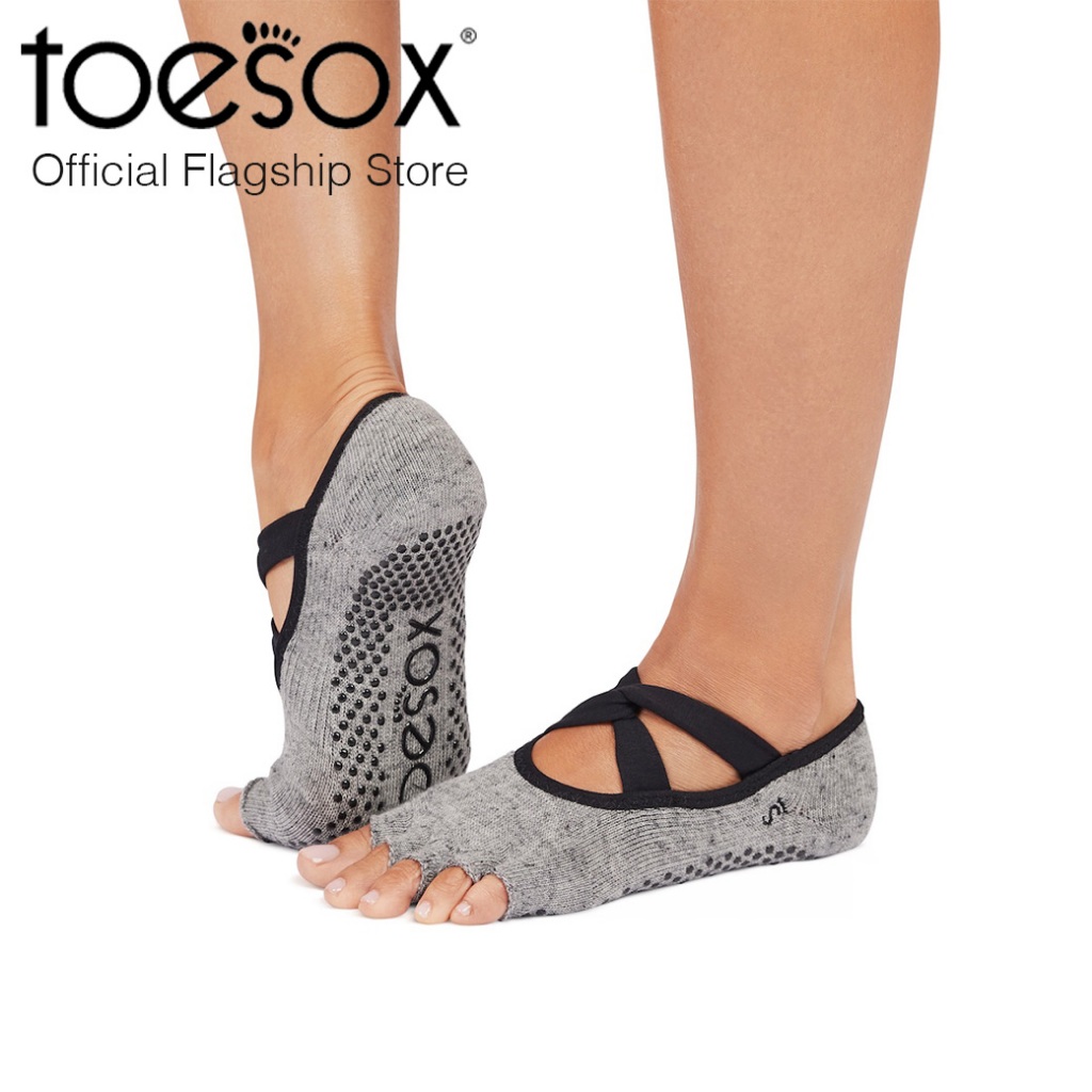 (New FALL D2 2025) Toesox Grip Half Toe Ivy Grey Speckle  ถุงเท้ากันลื่นแยกนิ้ว เปิดนิ้วเท้า