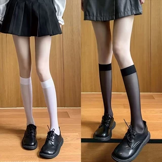 SOCK🥝 ถุงเท้าแฟชั่น ข้อสั้น ยาว ถุงเท้าสีพื้น ตกแต่งระบายลูกไม้ สไตล์ญี่ปุ่น สำหรับผู้หญิง