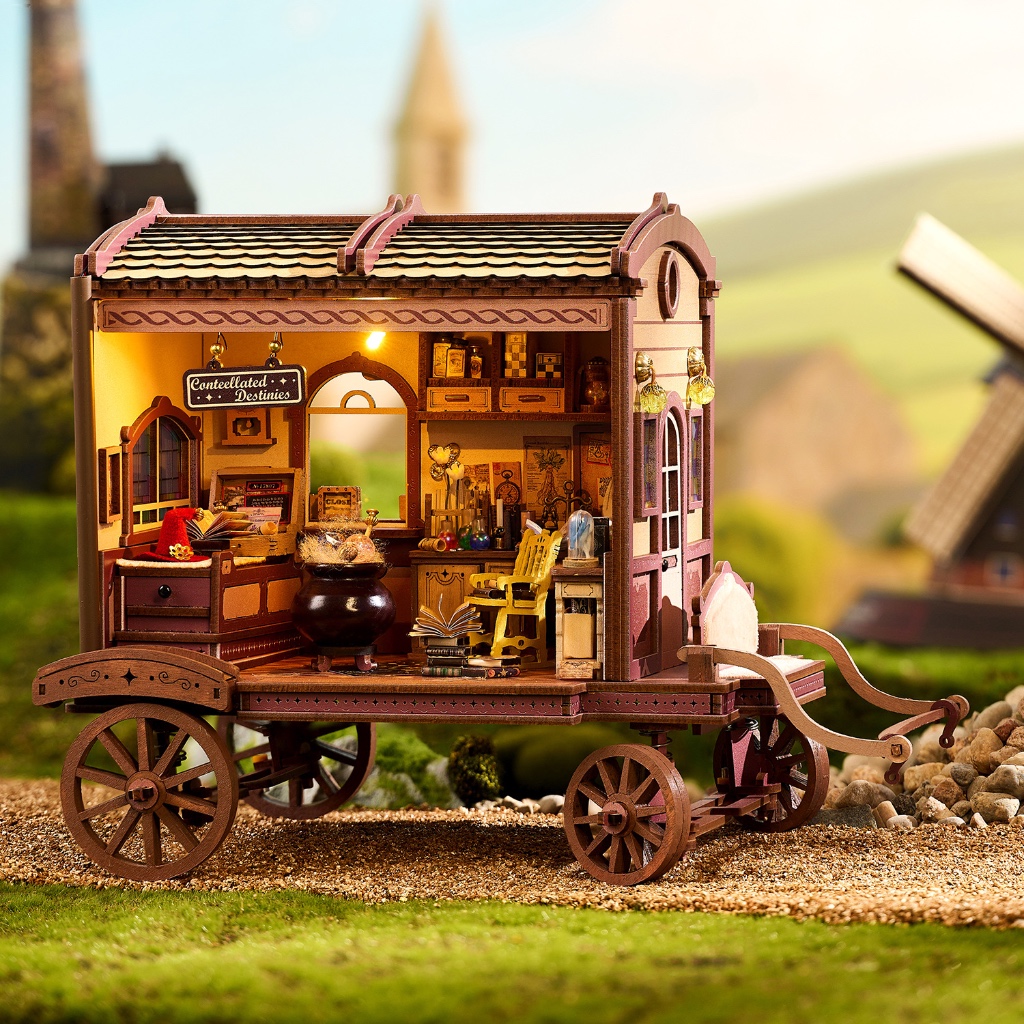 รถม้าDIY รุ่น K1084 Carriage รถม้าพ่อค้าเวทมนตร์ บ้านจิ๋วDIY รถม้ายุโรป รถม้าจีน รถม้าวินเทจ เกวียน