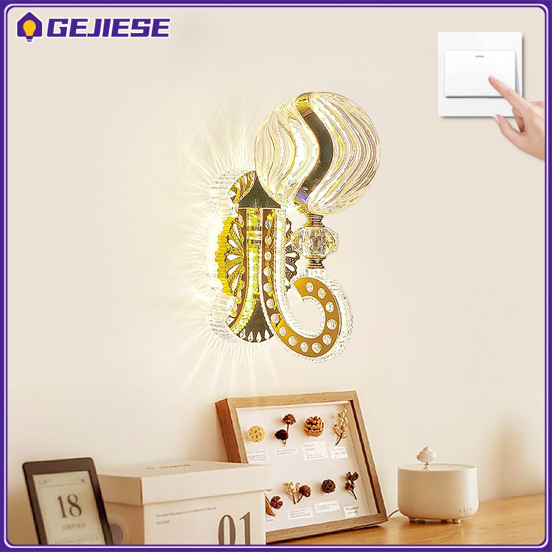 GEJIESE 3สี ไฟติดผนัง LED คริสตัลไฟติดผนัง  ของแต่งห้อง ของแต่งบ้าน  ไไฟหัวเตียง ไฟห้องนอน แบบมินิมอล ไฟกลางคืน คมไฟผนัง