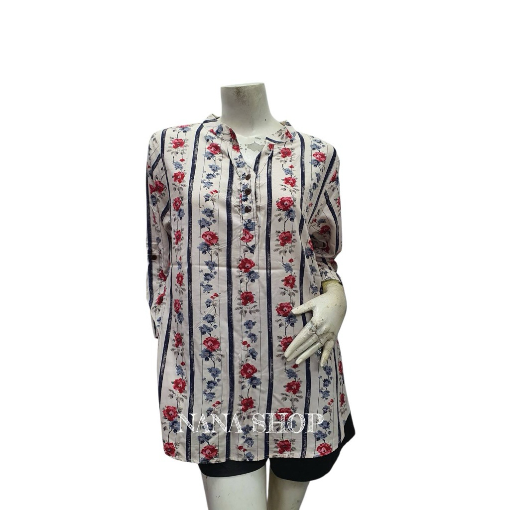 Nana shop brands เสื้อสตรีผ้าสปันพิมพ์ลายกุหลาบเถาวัลย์