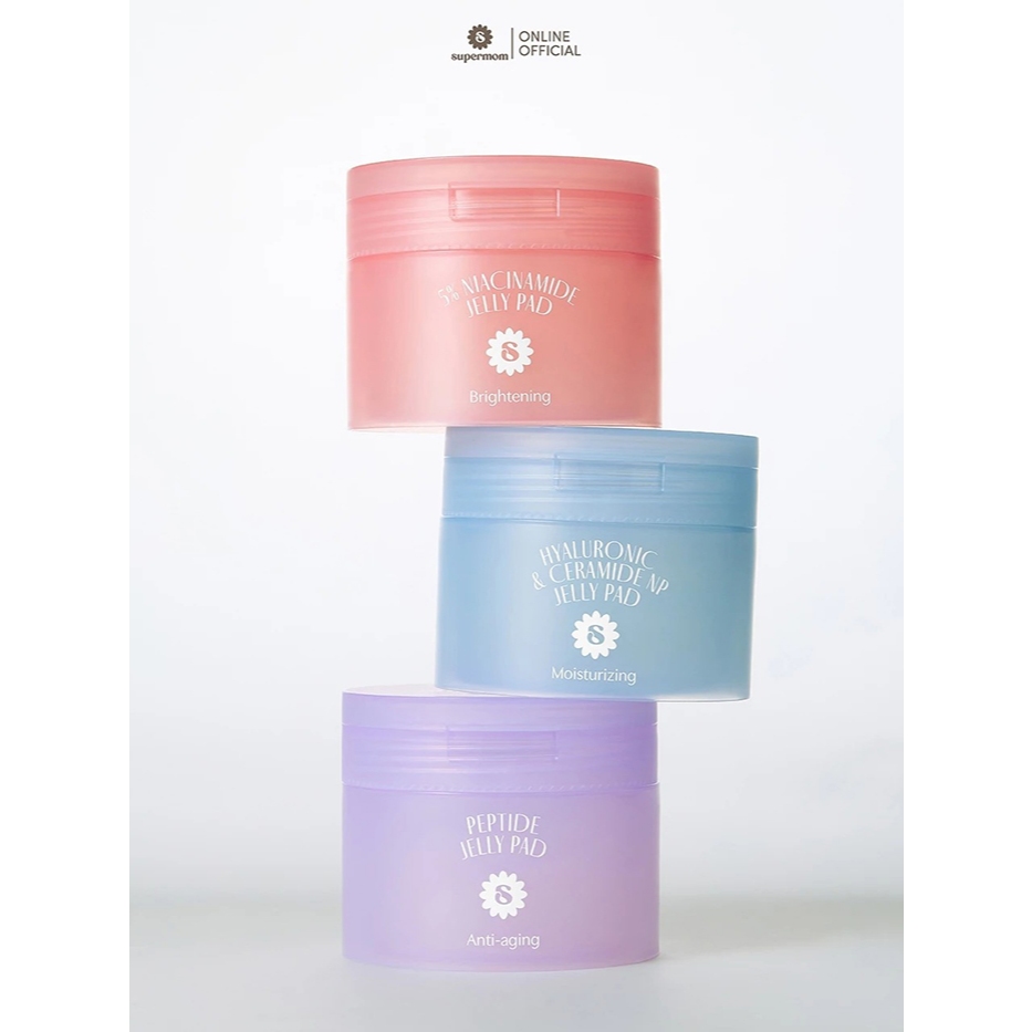 พร้อมส่ง ส่งทันที ✅SUPERMOM JELLY PAD เจลลี่แพด โทนเนอร์แพด 60แผ่น Made in Korea