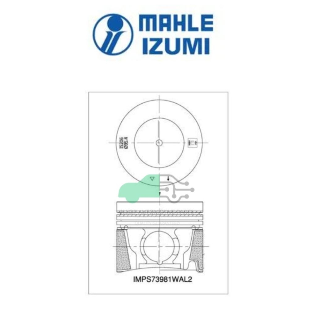 ชุดลูกสูบ MAHLE + สลักพร้อมแหวน 4JJ1 TFR05 D-Max 3.0,4JJ1-TCX TFR13 D-Max 3.0 (1 ชุด มี 4 ลูก)