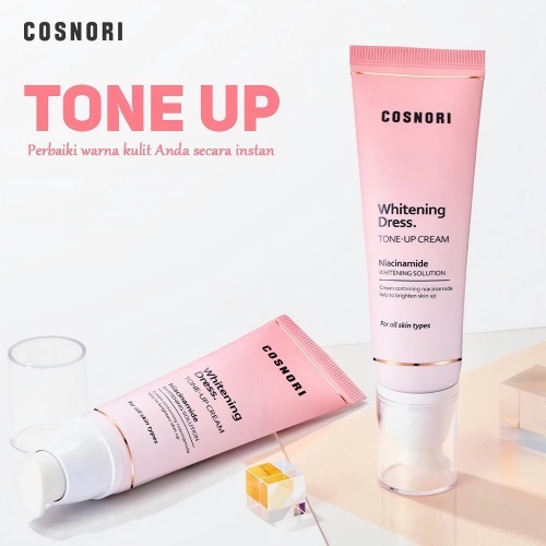 COSNORI Whitening Dress Cream 50ml ครีมปรับผิวขาวธรรมชาติ | ไม่ลอก ไม่ติดแมสก์ | ควบคุมความมัน | กันน้ำ เหงื่อไม่ออก