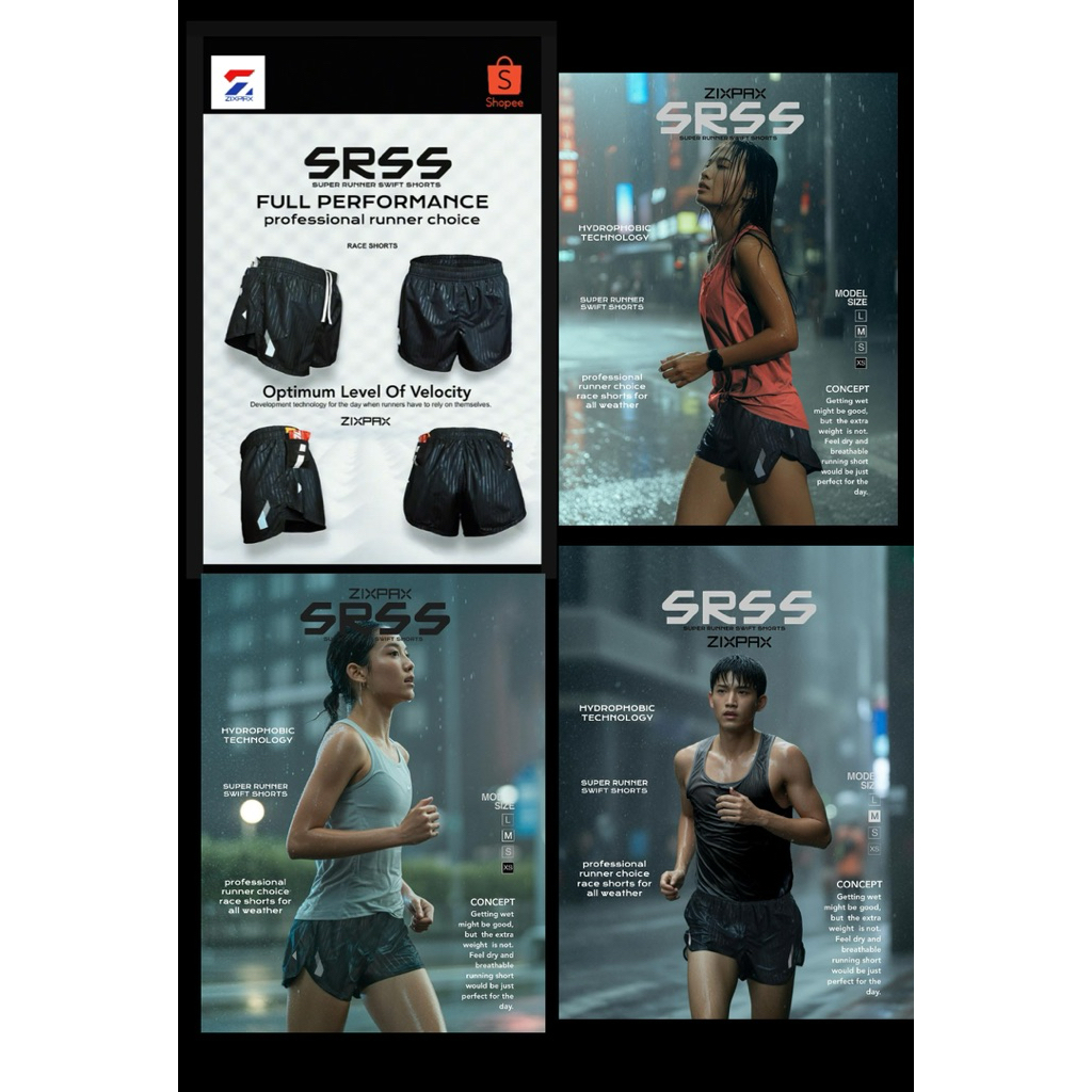 กางเกงวิ่ง inseam 3 นิ้ว รุ่น Super runner swift shorts SRSS running short #ZIXPAX