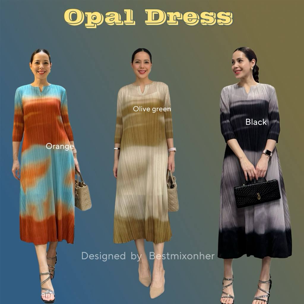 Opal Dress | Code 93403 [Ombre Pleated Midi Dress]