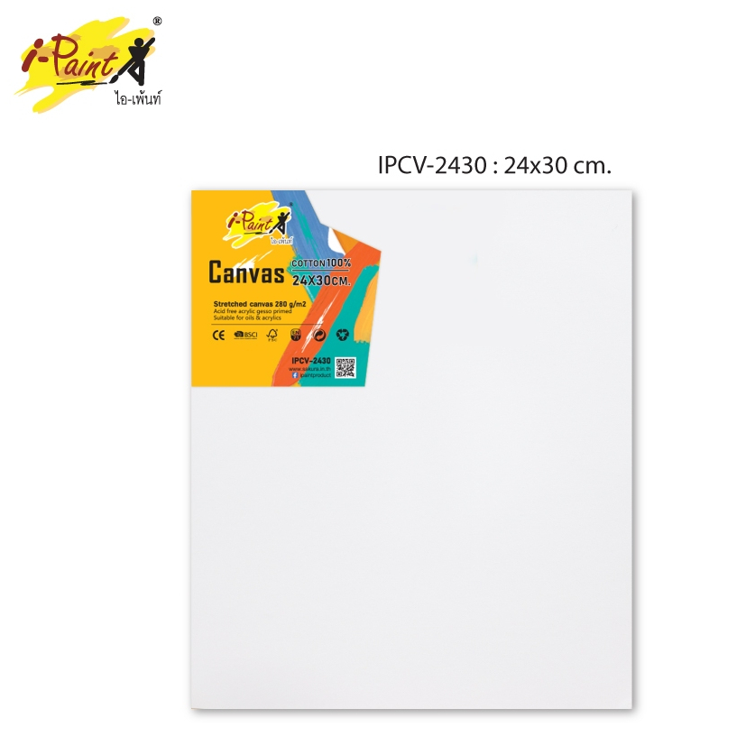i-paint เฟรมผ้าใบ วาดรูป 24x30 ซม. Canvas Cotton 100% (Frame)