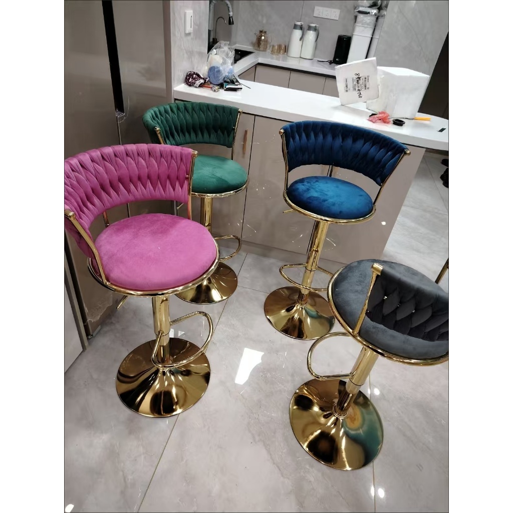 การหมุนและการยก 360°เก้าอี้บาร์（บางสีจัดส่งจากประเทศไทย）หมุนได้ยกแสงหรูหรากลับแฟชั่นระดับไฮเอนด์บ้านสุทธิเก้าอี้สูงสตูลบ