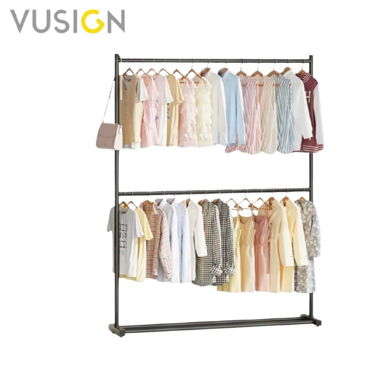 Vusign ราวแขวนเสื้อผ้า ราวตากเสื้อ ราวเหล็กแขวนผ้า 2ชั้น รับน้ำหนักได้ 25Kg แขวนได้เยอะ Clothes Rack